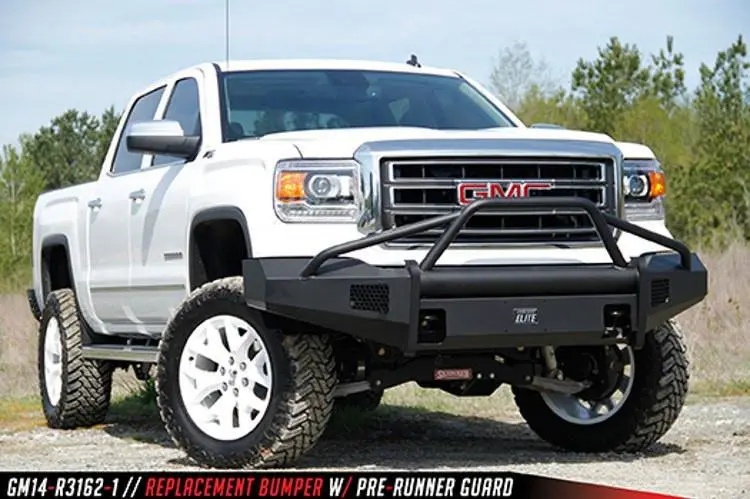 Fab Fours Gs14-R3162-1 Gmc Sierra 1500 2014-2015 Black Steel Elite Front Bumper With Pre-Runner Guard 2