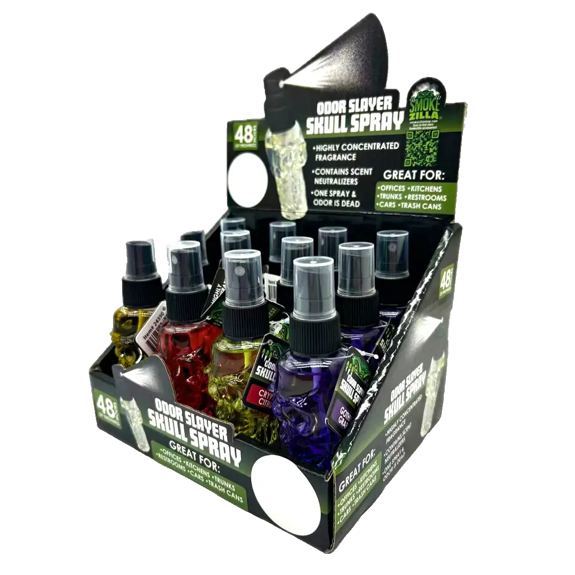 Air Freshener Odor Slayer Skull Smoke Eater Spray - 12 Pieces Per Retail Ready Display 24350 1