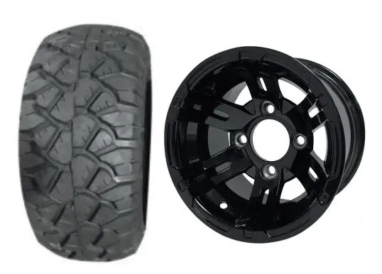 Sgc 10″ X 7″ Bulldog Glossy Black Wheel – Aluminum Alloy / Steeleng 18″X9″-10″ Stinger All Terrain Tire Dot Approved 1