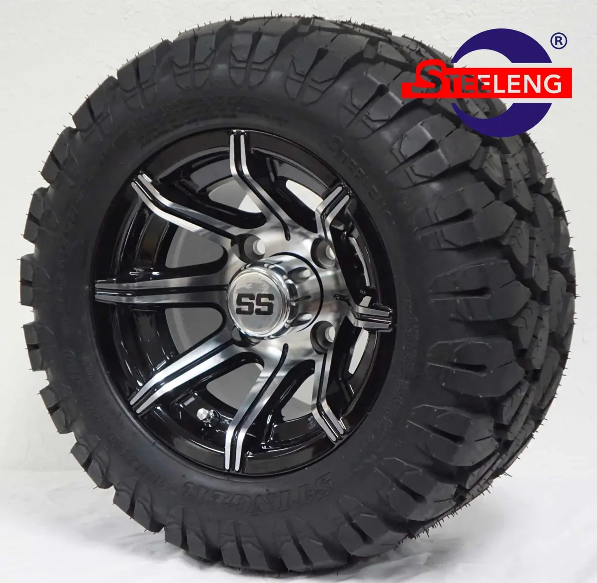 Sgc 10″ Spider Machined/Black Wheel – Aluminum Alloy / Steeleng 18″X9″-10″ Stinger All Terrain Tire Dot Approved 1