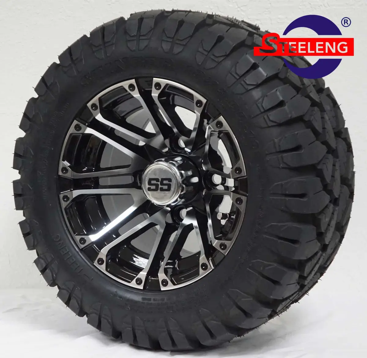 Sgc 10″ Lancer Machined/Black Wheel – Aluminum Alloy / Steeleng 18″X9″-10″ Stinger All Terrain Tire Dot Approved 1