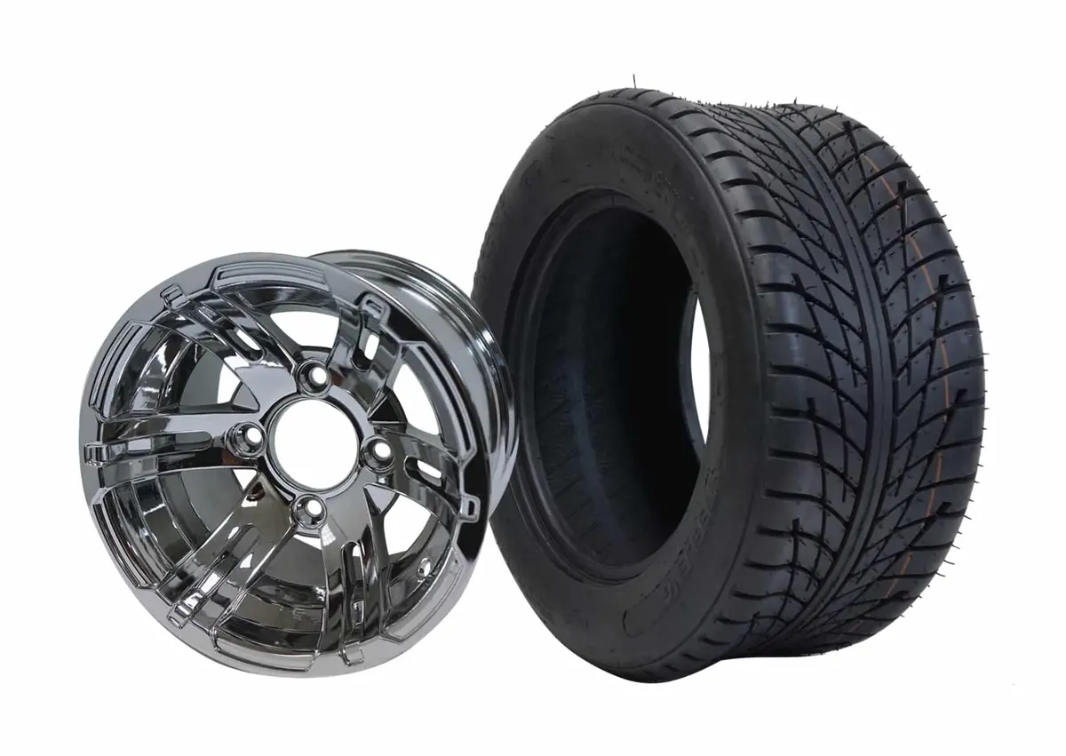 Sgc 10″ X 7″ Bulldog Chrome Wheel – Aluminum Alloy / Steeleng 205/50-10 Low Profile Tire Dot Approved 1