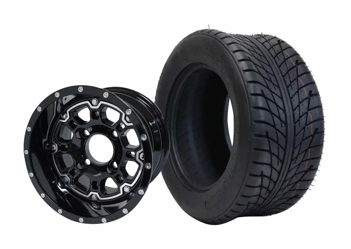 Sgc 10″ Panther Glossy Black Wheel – Aluminum Alloy / Steeleng 205/50-10 Low Profile Tire Dot Approved 1