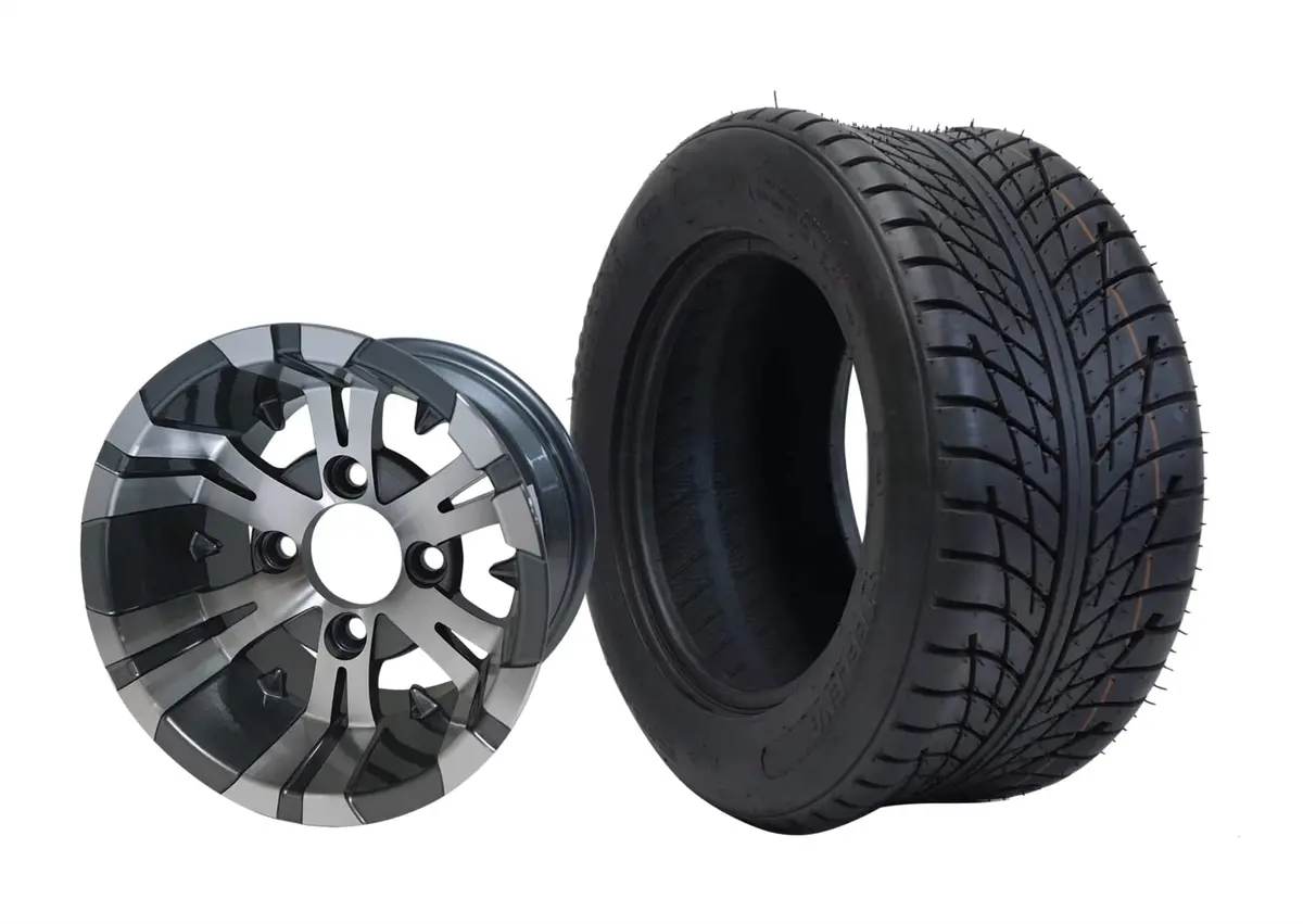 Sgc 10″ Vampire Machined/Gunmetal Wheel – Aluminum Alloy / Steeleng 205/50-10 Low Profile Tire Dot Approved 1