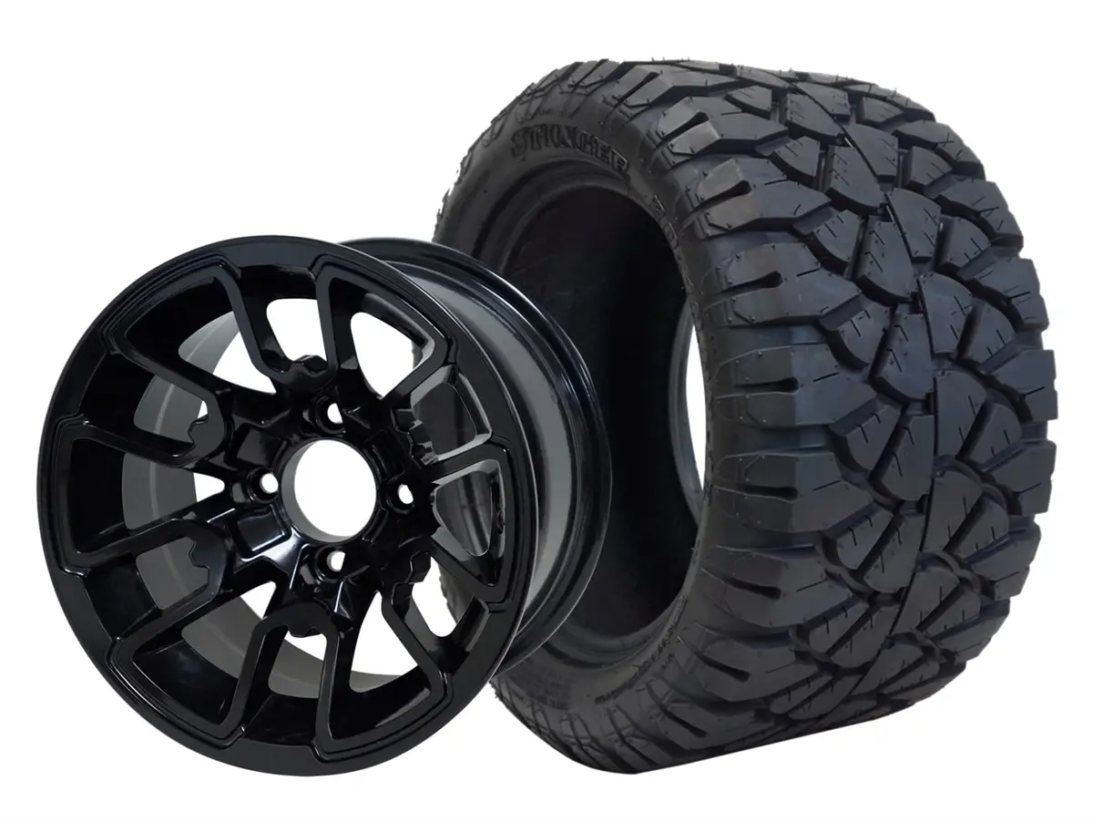 Sgc 12″ Lizard Glossy Black Wheel – Aluminum Alloy / Steeleng 22″X10.5″-12″ Stinger All Terrain Tire Dot Approved 1