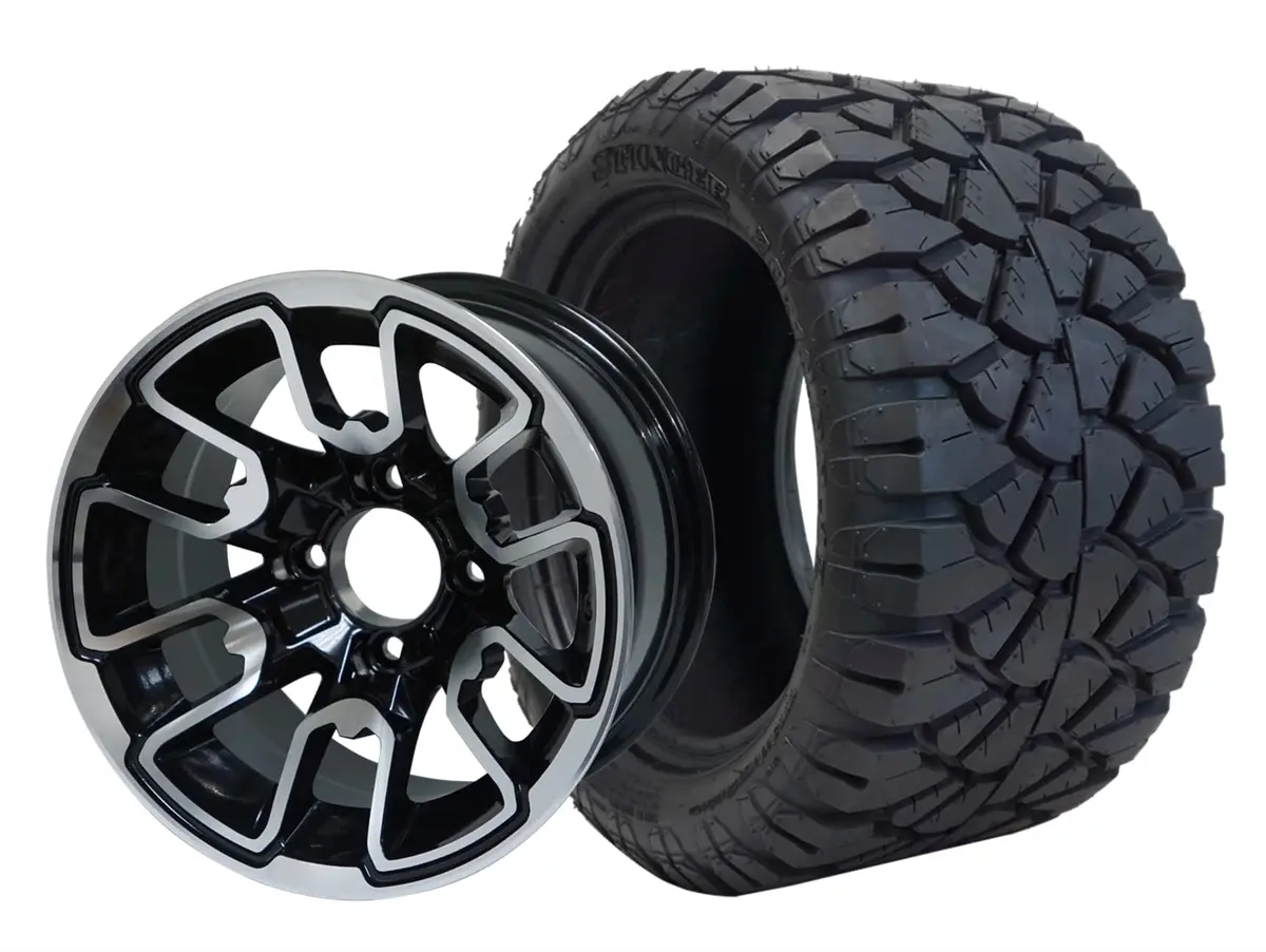 Sgc 12″ Lizard Machined/Black Wheel – Aluminum Alloy / Steeleng 22″X10.5″-12″ Stinger All Terrain Tire Dot Approved 1