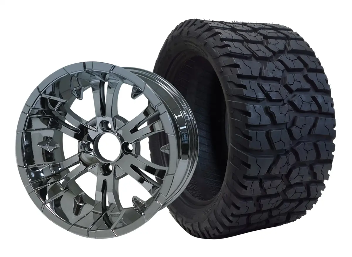 Sgc 14″ X 7″ Vampire Chrome Wheel – Aluminum Alloy / Steeleng 22″X10.5″-14″ Gator All Terrain Tire Dot Approved 1
