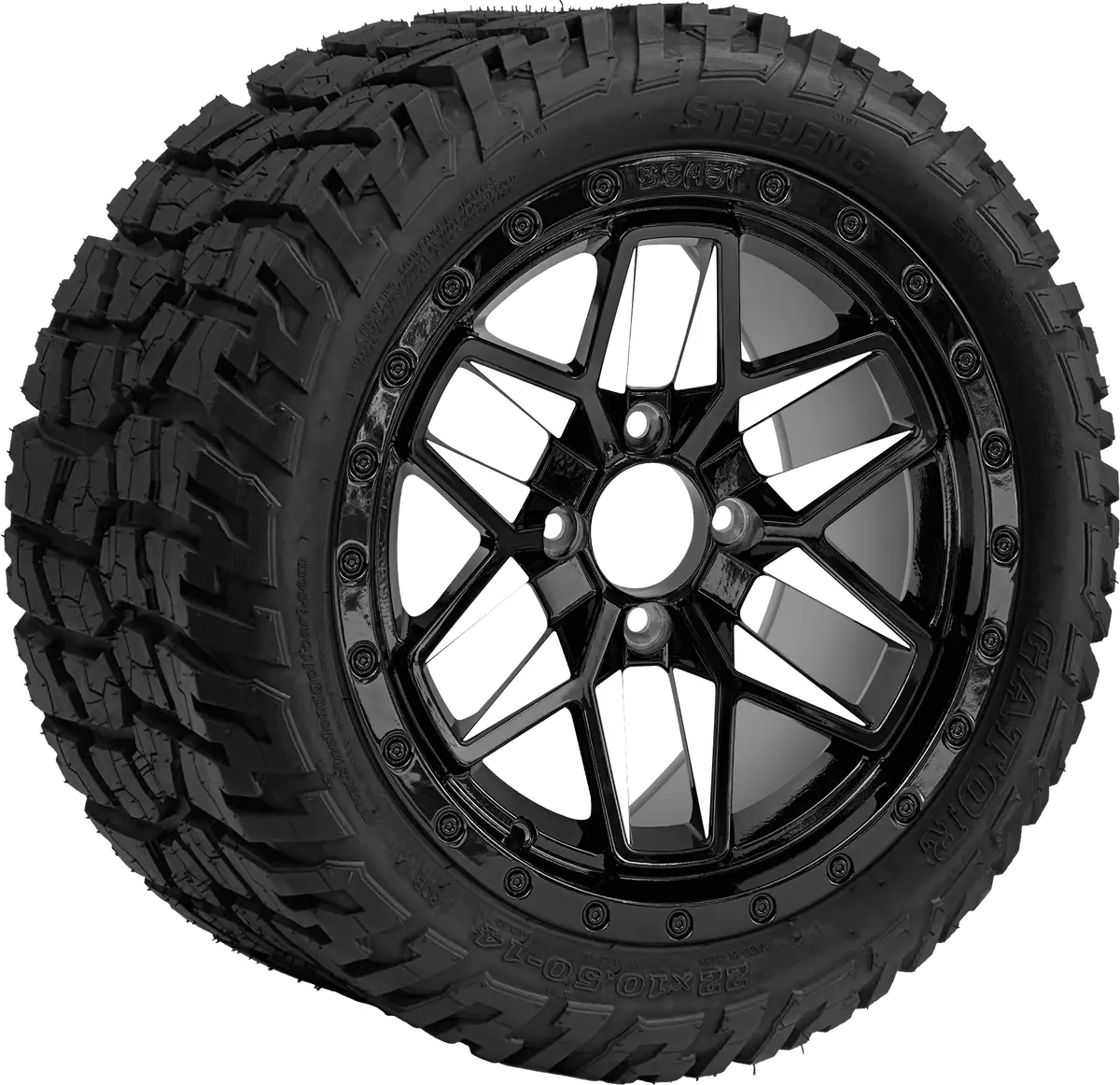 Sgc 14″ White Widow Wheel – Aluminum Alloy / Steeleng 22″X10.5″-14″ Gator All Terrain Dot Approved 1