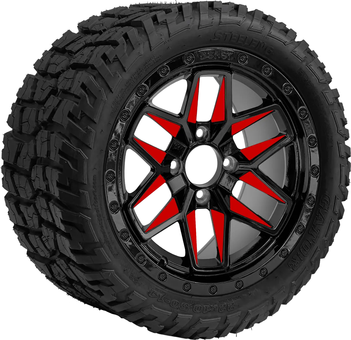 Sgc 14″ Red Widow Wheel – Aluminum Alloy / Steeleng 22″X10.5″-14″ Gator All Terrain Dot Approved 1