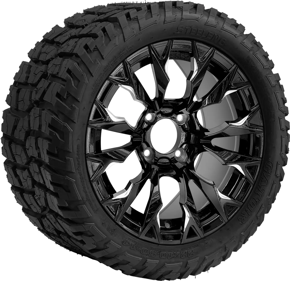 Sgc 14″ Goblin Machined Black Wheel – Aluminum Alloy / Steeleng 22″X10.5″-14″ Gator All Terrain Dot Approved 1