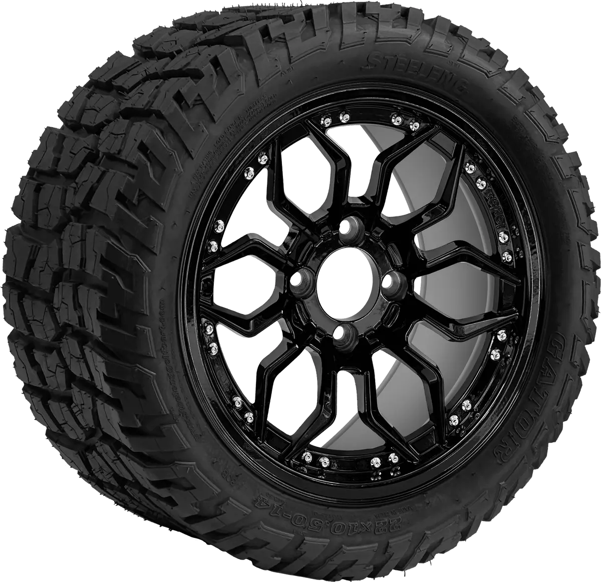 Sgc 14″ Scorpion Machined Black Wheel – Aluminum Alloy / Steeleng 22″X10.5″-14″ Gator All Terrain Dot Approved 2