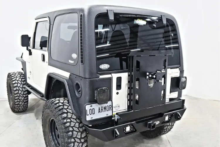 Lod Offroad Destroyer Rear Bumper Jeep Wrangler Yj & Tj 1987-2006 With Tire Carrier Jbc9641 2