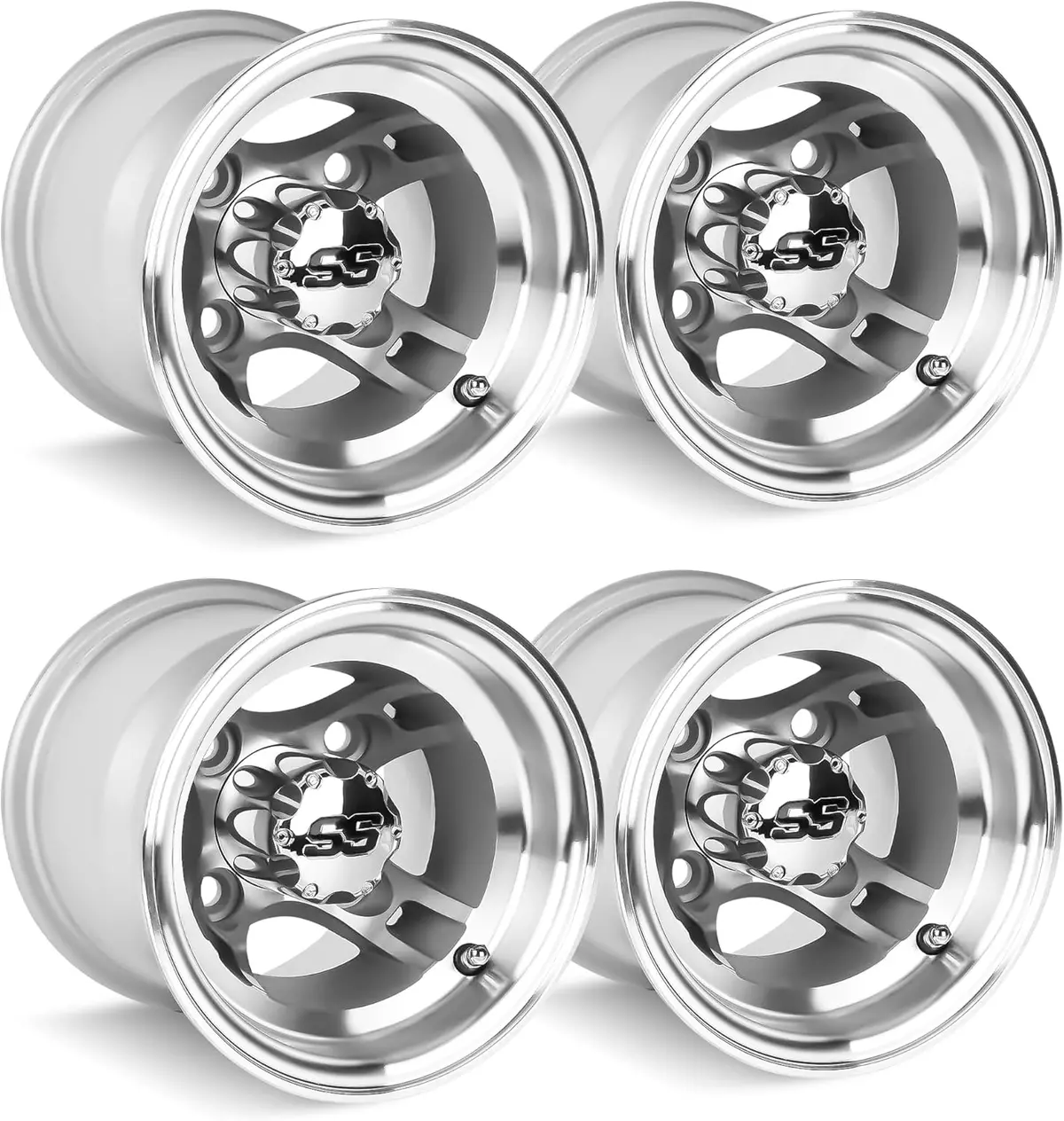 Aluminum Golf Cart Wheel Rims 8 Inch With Ss Center Cap Lightweight Durable Design - 10L0l 2