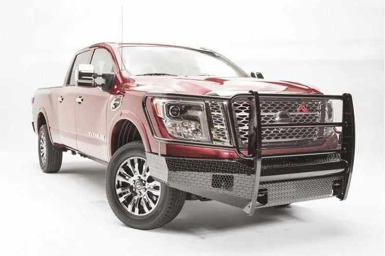 Fab Fours Nt16-K3760-1 Nissan Titan Xd 2016-2024 Black Steel Front Bumper Full Guard With Tow Hooks 1