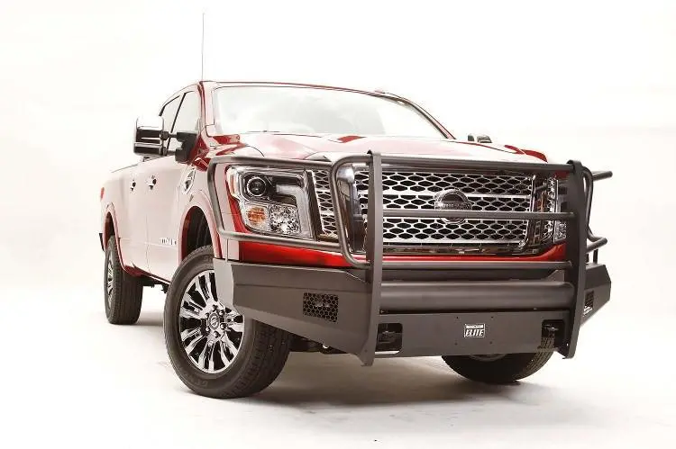 Fab Fours Nt16-R3760-1 Nissan Titan Xd 2016-2024 Black Steel Elite Front Bumper With Full Guard 2
