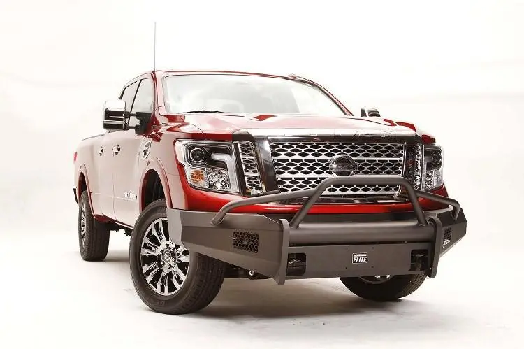 Fab Fours Nt16-R3762-1 Nissan Titan Xd 2016-2024 Black Steel Elite Front Bumper With Pre-Runner Guard 2