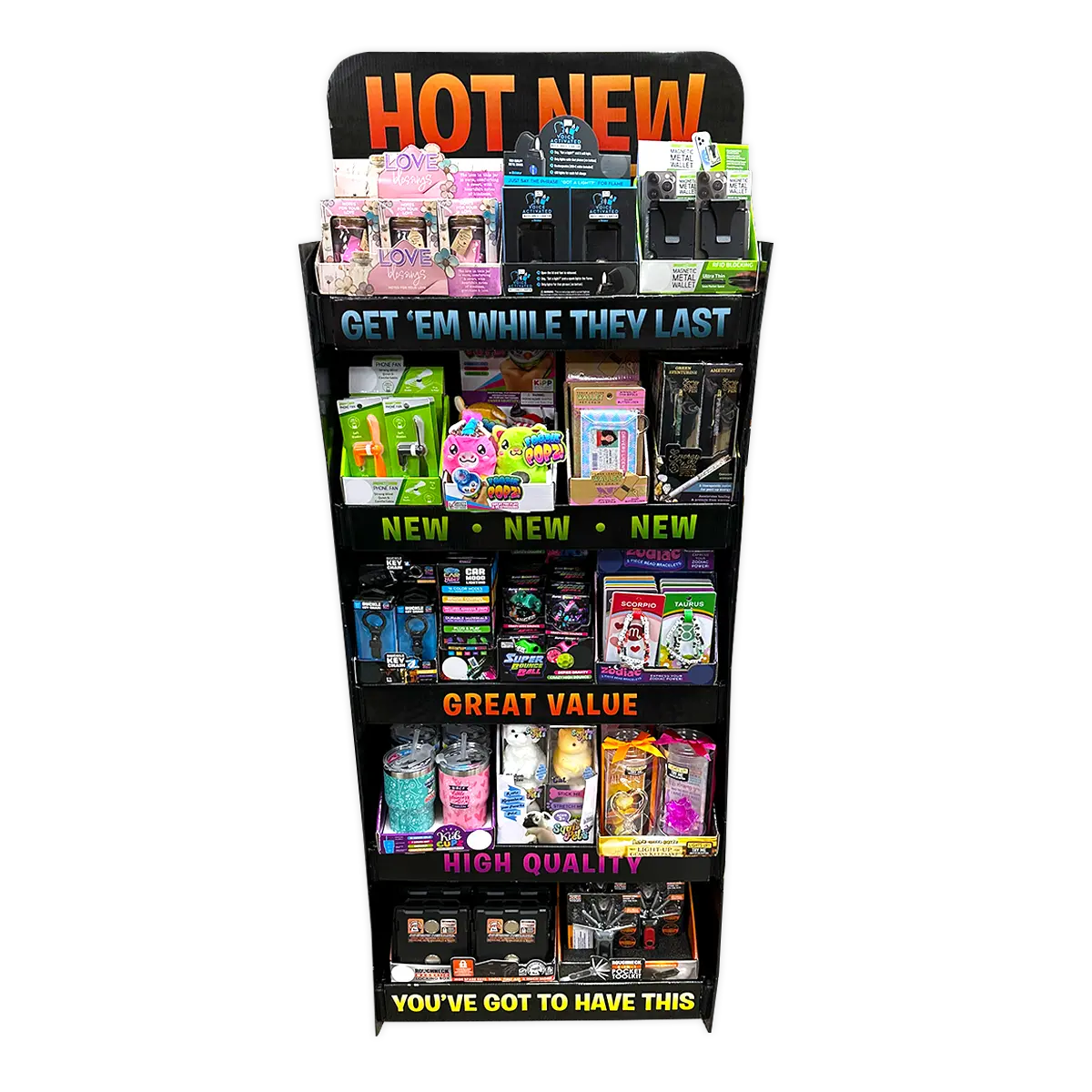 New Products - Popular Trends Assortment Floor Display - 120 Pieces Per Retail Ready Display Kit 88617 1
