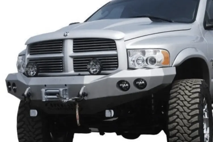 Road Armor Stealth 44040B 2003-2005 Dodge Ram 2500/3500 Front Winch Ready Bumper No Guard, Black Finish And Round Fog Light Hole 1