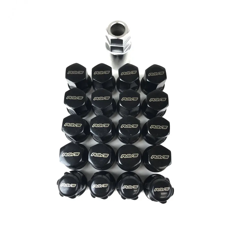 Rays 19 Hex Lug Nut And Lock Set - Black 1