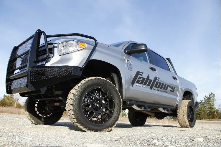 Fab Fours Tt07-K1860-1 Toyota Tundra 2007-2013 Black Steel Front Bumper Full Guard With Tow Hooks 2
