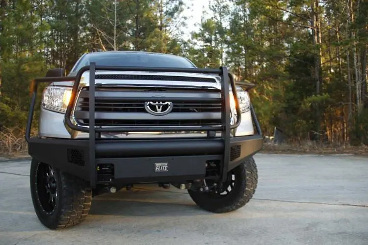 Fab Fours Tt07-R1860-1 Toyota Tundra 2007-2013 Black Steel Elite Front Bumper Winch Ready With Full Guard 2