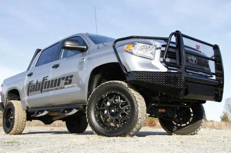 Fab Fours Tt14-K2860-1 Toyota Tundra 2014-2021 Black Steel Front Bumper Full Guard With Tow Hooks 2