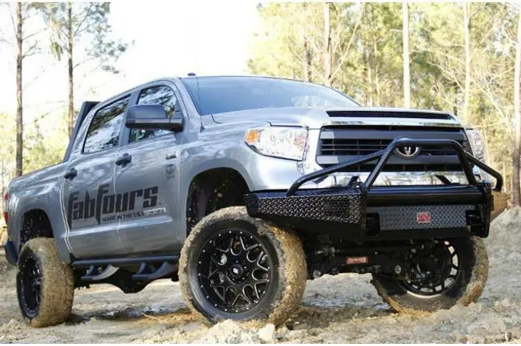 Fab Fours Tt14-K2862-1 Toyota Tundra 2014-2021 Black Steel Front Bumper Pre-Runner Guard With Tow Hooks 2