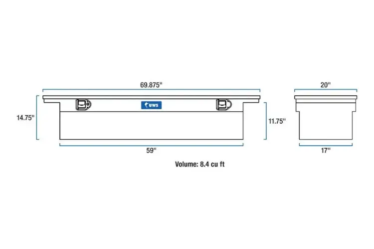 Uws Tbs-69-Blk Chevy Silverado 2500Hd/3500Hd 1999-2023 69" Aluminum Crossover Truck Tool Box Gloss Black 2