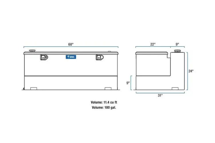 Uws St-100-Combo-W Gmc Sierra 2500Hd/3500Hd 1999-2019 100-Gallon Steel-Aluminum Combo Transfer Tank White 2