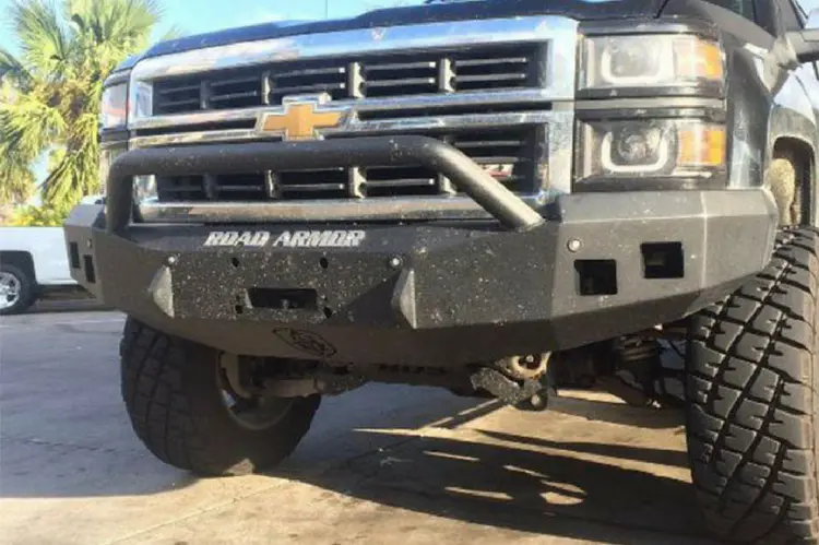 Road Armor Stealth 315R4b 2015-2019 Chevy Silverado 2500/3500 Front Winch Ready Bumper Pre-Runner Style, Black Finish And Square Fog Light Hole 1