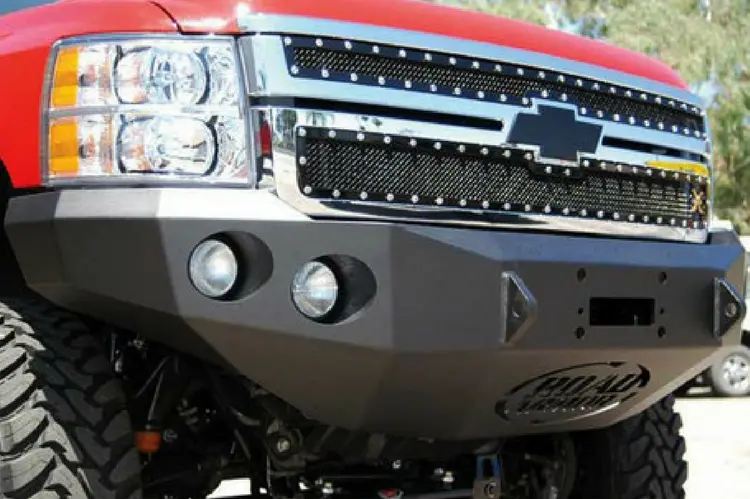 Road Armor Stealth 37200B 2008-2010 Chevy Silverado 2500/3500 Front Winch Ready Bumper No Guard, Black Finish And Round Fog Light Hole 1
