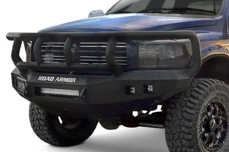 Road Armor Stealth 406R2b-Nw 2006-2009 Dodge Ram 2500/3500 Front Non-Winch Bumper Titan Ii Grille Guard, Black Finish And Square Fog Light Hole 1