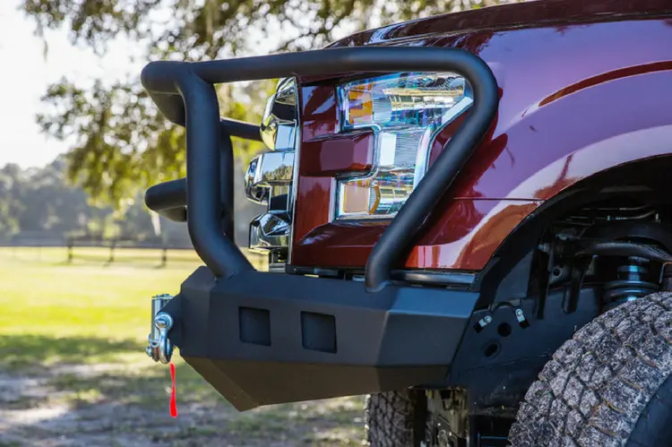 Road Armor Stealth 37205B 2008-2010 Chevy Silverado 2500/3500 Front Winch Ready Bumper Lonestar Guard, Black Finish And Round Fog Light Hole 1