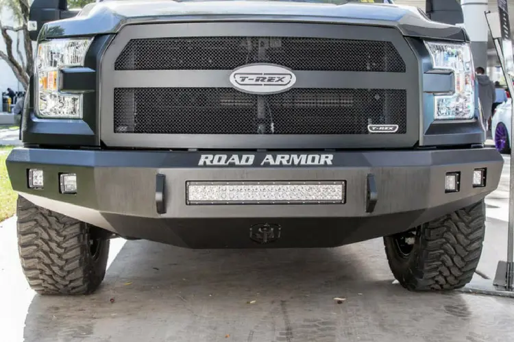 Road Armor Stealth 60500B-Nw 2005-2007 Ford F250/F350/F450 Superduty Front Non-Winch Bumper No Guard, Black Finish And Round Fog Light Hole 1