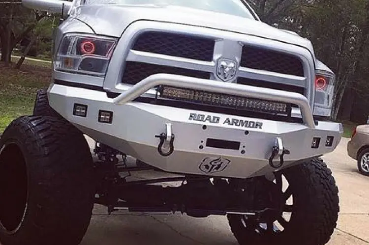 Road Armor Stealth 407R4b-Nw 2006-2008 Dodge Ram 1500 Front Non-Winch Bumper Pre-Runner Style, Black Finish And Square Fog Light Hole 1
