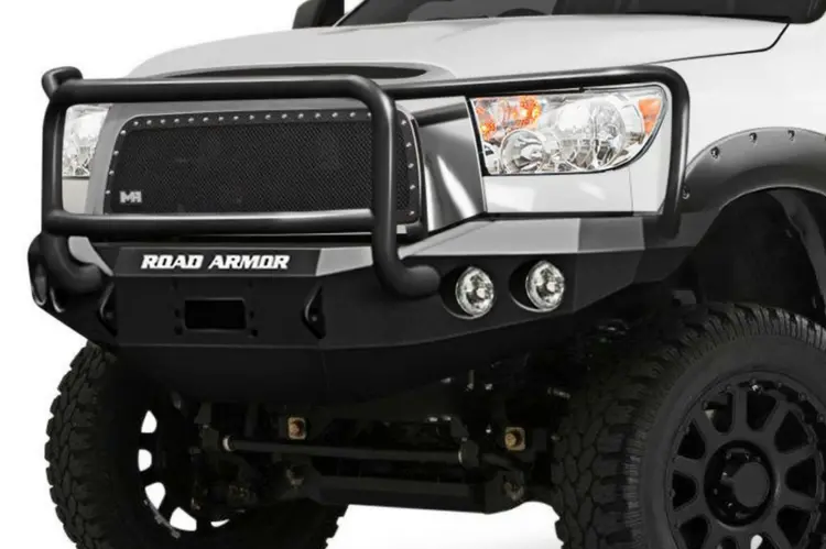 Road Armor Stealth 99031B 2007-2013 Toyota Tundra Front Winch Ready Bumper Lonestar Guard, Black Finish And Round Fog Light Hole 2