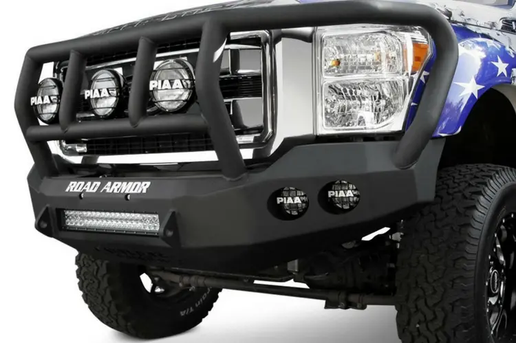Road Armor Stealth 40802B-Nw 2010-2018 Dodge Ram 2500/3500 Front Non-Winch Bumper Titan Ii Grille Guard, Black Finish And Round Fog Light Hole 1