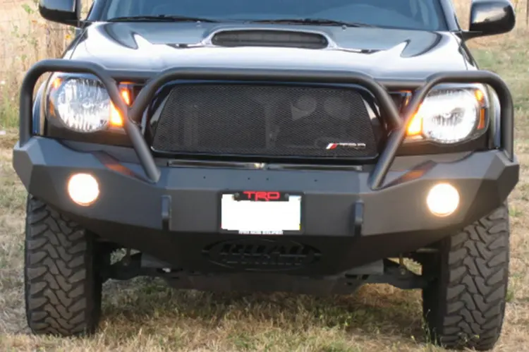 Road Armor Stealth 99011B 2005-2011 Toyota Tacoma Front Winch Ready Bumper Lonestar Guard, Black Finish And Round Fog Light Hole 1