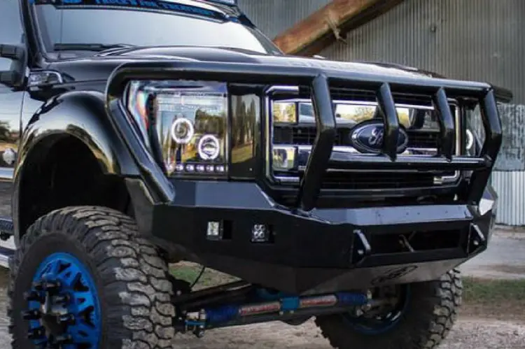 Road Armor Stealth 617F2b-Nw 2017-2022 Ford F250/F350 Superduty Front Non-Winch Bumper Titan Ii Grille Guard, Black Finish And Square Fog Light Hole 1