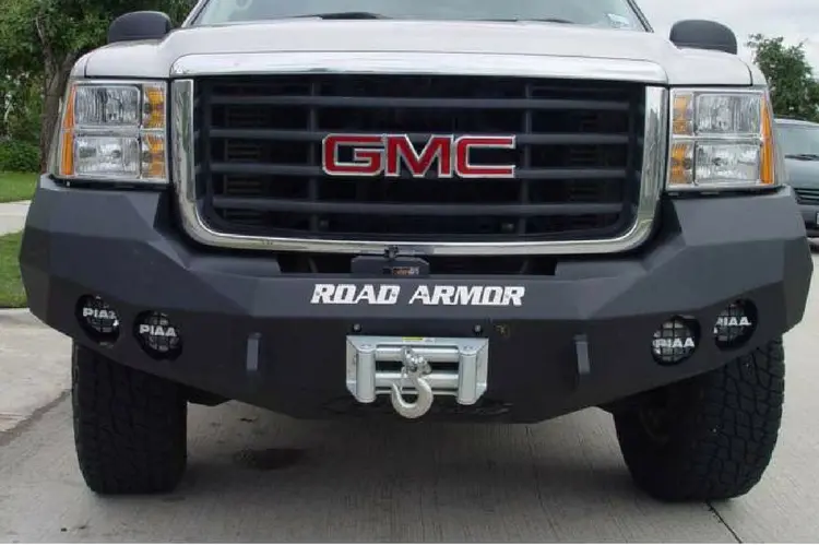 Road Armor Stealth 37700B 2008-2013 Chevy Silverado 1500 Front Winch Ready Bumper No Guard, Black Finish And Round Fog Light Hole 1