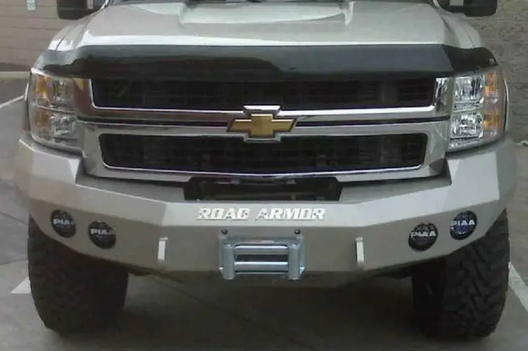 Road Armor Stealth 37700B-Nw 2008-2013 Chevy Silverado 1500 Front Non-Winch Bumper No Guard, Black Finish And Round Fog Light Hole 1