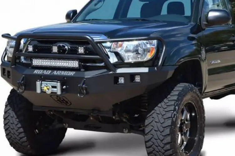 Road Armor Stealth 914R5b 2014-2021 Toyota Tundra Front Winch Ready Bumper Lonestar Guard, Black Finish And Square Fog Light Hole 1