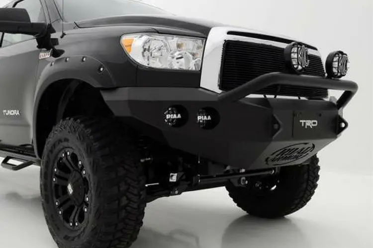 Road Armor Stealth 99034B 2007-2013 Toyota Tundra Front Winch Ready Bumper Pre-Runner Style, Black Finish And Round Fog Light Hole 1