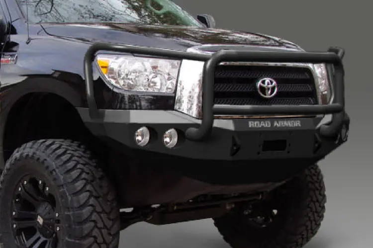 Road Armor Stealth 99031B 2007-2013 Toyota Tundra Front Winch Ready Bumper Lonestar Guard, Black Finish And Round Fog Light Hole 1