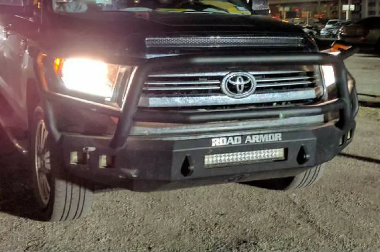 Road Armor Stealth 914R5b-Nw 2014-2021 Toyota Tundra Front Non-Winch Bumper Lonestar Guard, Black Finish And Square Fog Light Hole 1