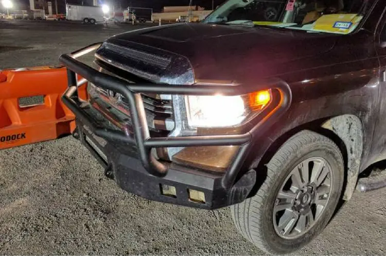 Road Armor Stealth 914R5b-Nw 2014-2021 Toyota Tundra Front Non-Winch Bumper Lonestar Guard, Black Finish And Square Fog Light Hole 2
