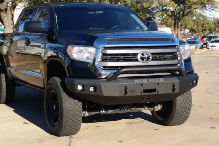 Road Armor Stealth 914R4b 2014-2021 Toyota Tundra Front Winch Ready Bumper Pre-Runner Style, Black Finish And Square Fog Light Hole 1