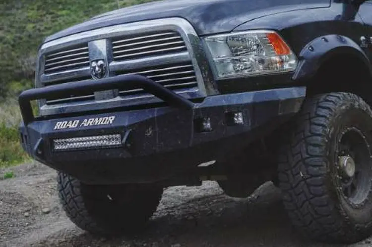 Road Armor Stealth 408R4b-Nw 2010-2018 Dodge Ram 2500/3500 Front Non-Winch Bumper Pre-Runner Style, Black Finish And Square Fog Light Hole 1