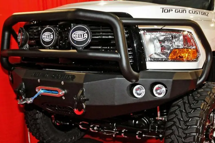 Road Armor Stealth 40805B 2010-2018 Dodge Ram 2500/3500 Front Winch Ready Bumper Lonestar Guard, Black Finish And Round Fog Light Hole 2