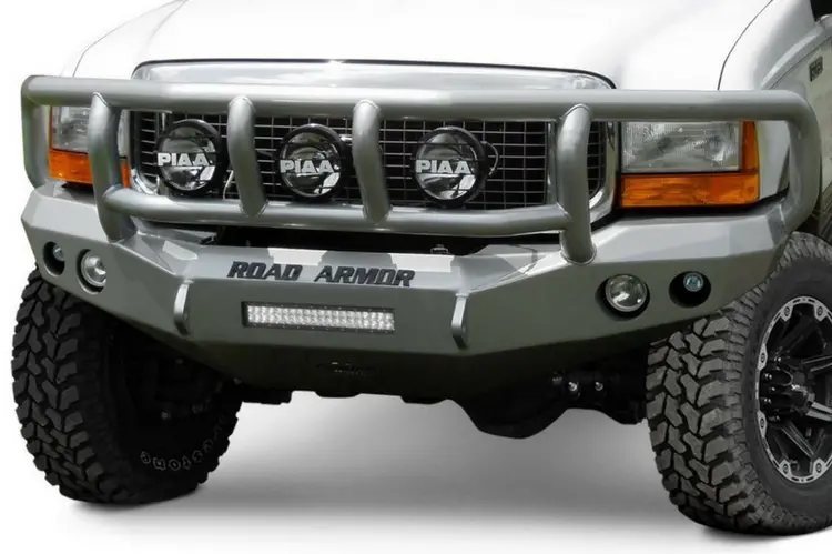 Road Armor Stealth 60502B-Nw 2005-2007 Ford F250/F350/F450 Superduty Front Non-Winch Bumper Titan Ii Grille Guard, Black Finish And Round Fog Light Hole 1